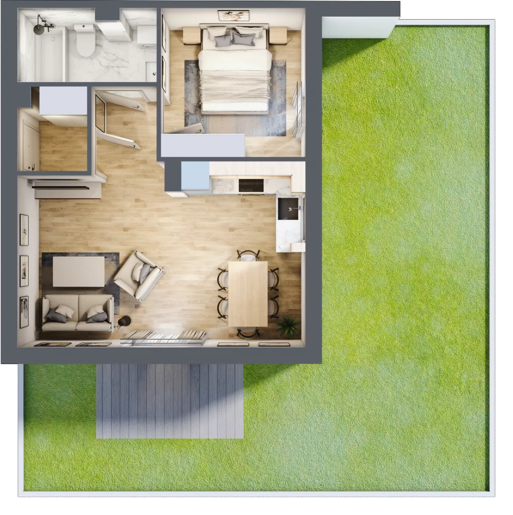 2 pokoje, mieszkanie 43,67 m², parter, oferta nr 11.1, ATAL Jasieny, Gdańsk, Jasień, ul. Stężycka
