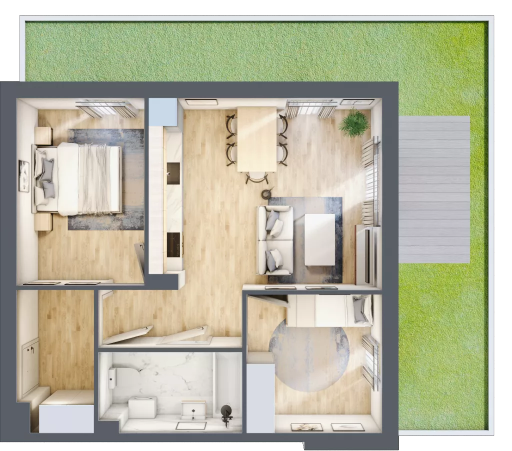 3 pokoje, mieszkanie 54,42 m², parter, oferta nr 9.2, ATAL Jasieny, Gdańsk, Jasień, ul. Stężycka