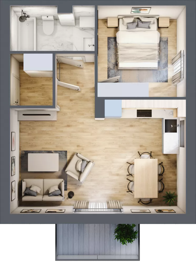 2 pokoje, mieszkanie 43,67 m², piętro 1, oferta nr 7.3, ATAL Jasieny, Gdańsk, Jasień, ul. Stężycka
