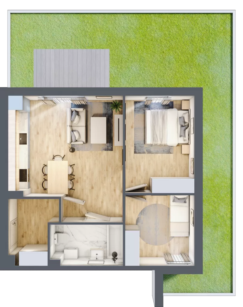 3 pokoje, mieszkanie 54,65 m², parter, oferta nr 3.2, ATAL Jasieny, Gdańsk, Jasień, ul. Stężycka
