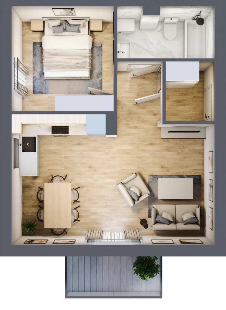 2 pokoje, mieszkanie 43,74 m², piętro 1, oferta nr 8.3, ATAL Jasieny, Gdańsk, Jasień, ul. Stężycka