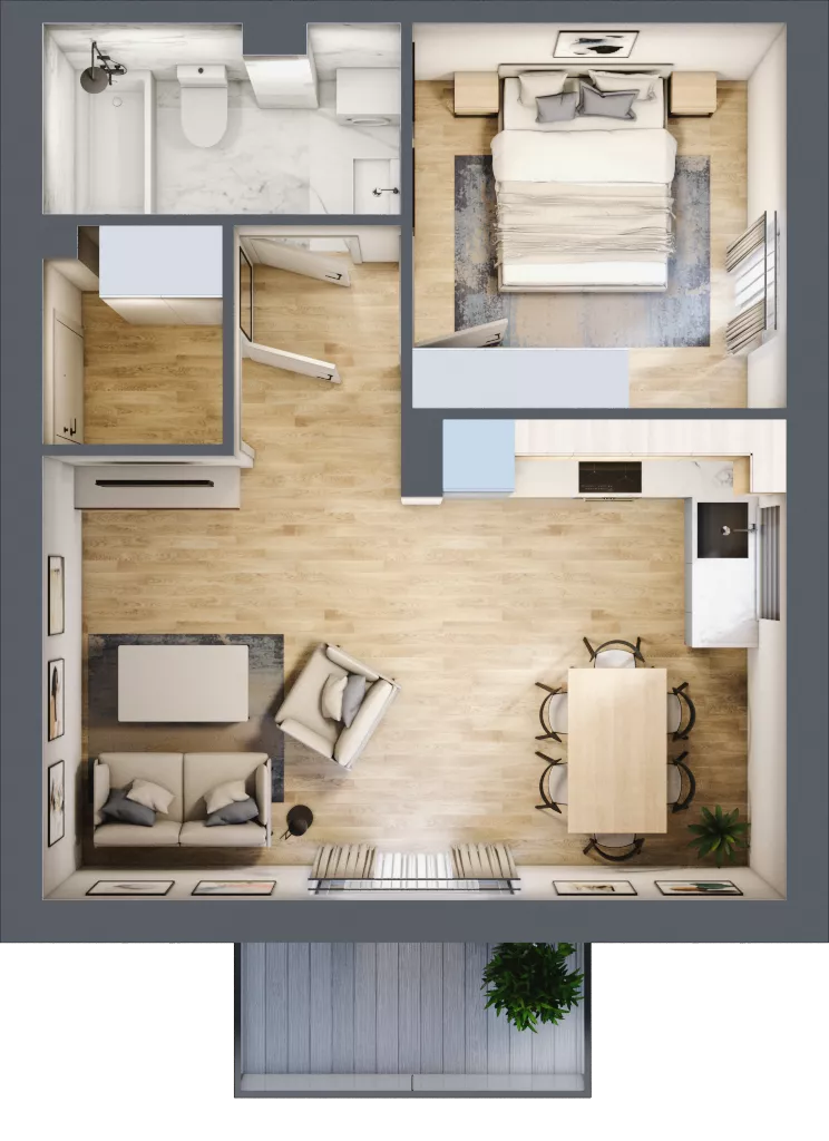 2 pokoje, mieszkanie 43,69 m², piętro 1, oferta nr 3.3, ATAL Jasieny, Gdańsk, Jasień, ul. Stężycka