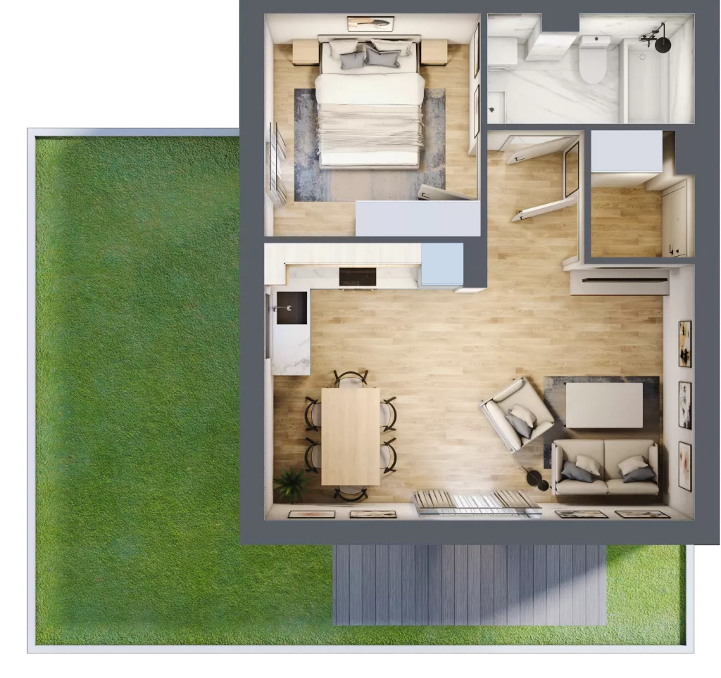 2 pokoje, mieszkanie 43,50 m², parter, oferta nr 2.1, ATAL Jasieny, Gdańsk, Jasień, ul. Stężycka