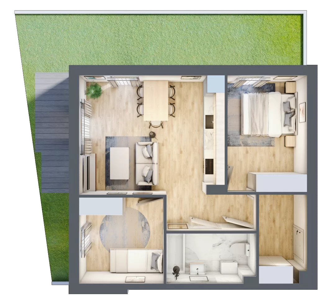 3 pokoje, mieszkanie 54,70 m², parter, oferta nr 12.2, ATAL Jasieny, Gdańsk, Jasień, ul. Stężycka