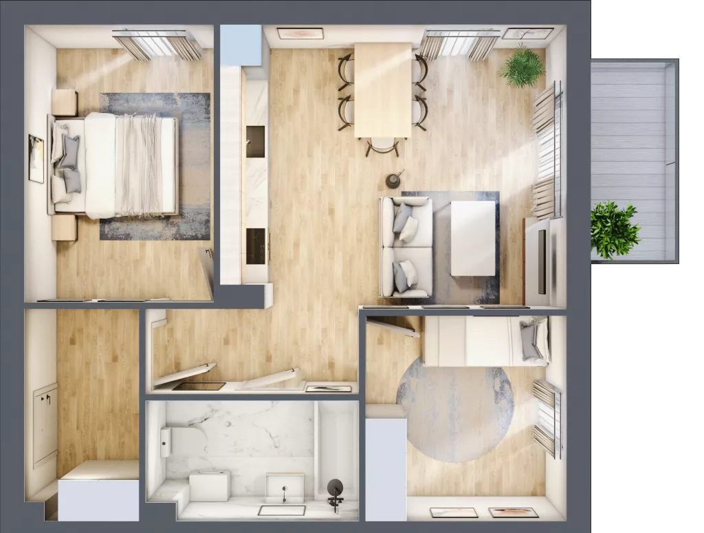 3 pokoje, mieszkanie 54,46 m², piętro 1, oferta nr 7.4, ATAL Jasieny, Gdańsk, Jasień, ul. Stężycka