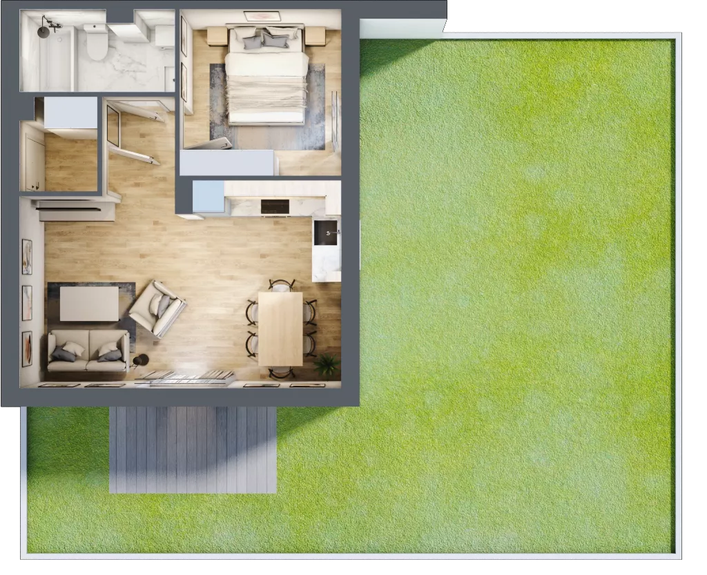 2 pokoje, mieszkanie 43,66 m², parter, oferta nr 7.1, ATAL Jasieny, Gdańsk, Jasień, ul. Stężycka