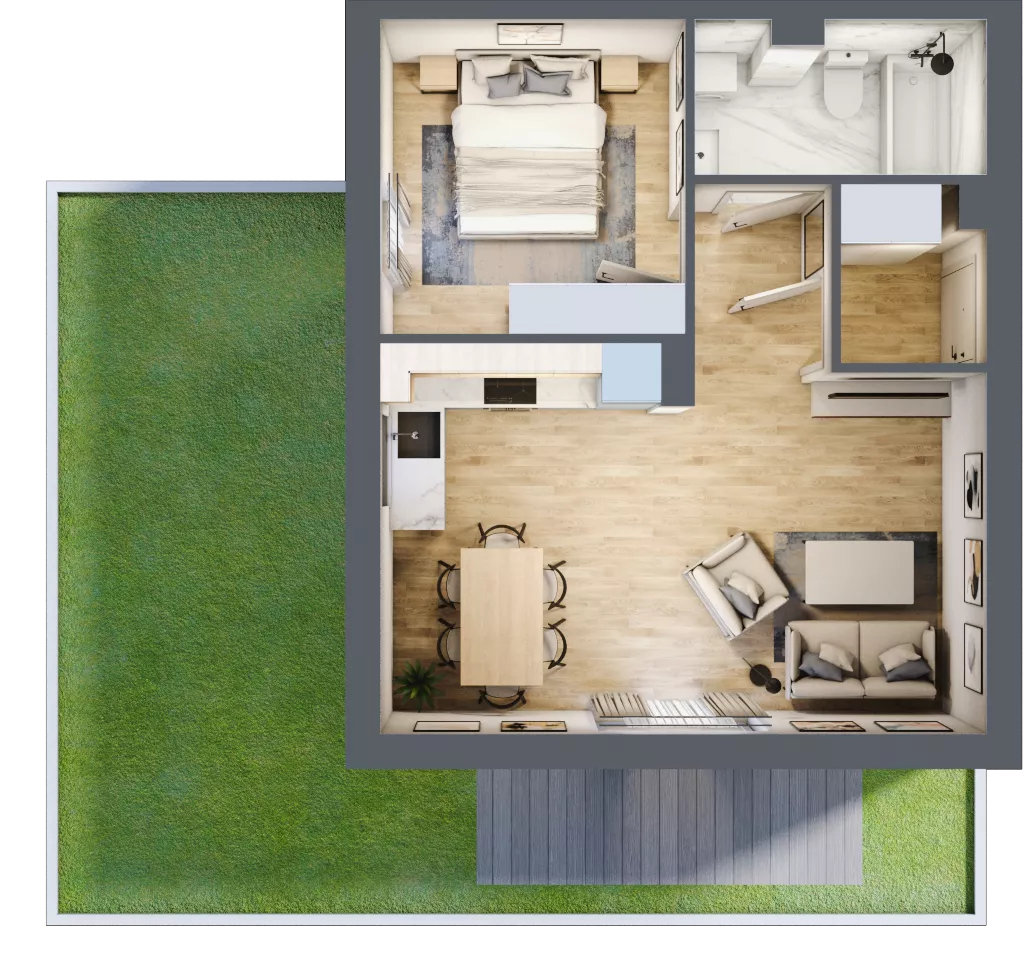 2 pokoje, mieszkanie 43,48 m², parter, oferta nr 4.1, ATAL Jasieny, Gdańsk, Jasień, ul. Stężycka