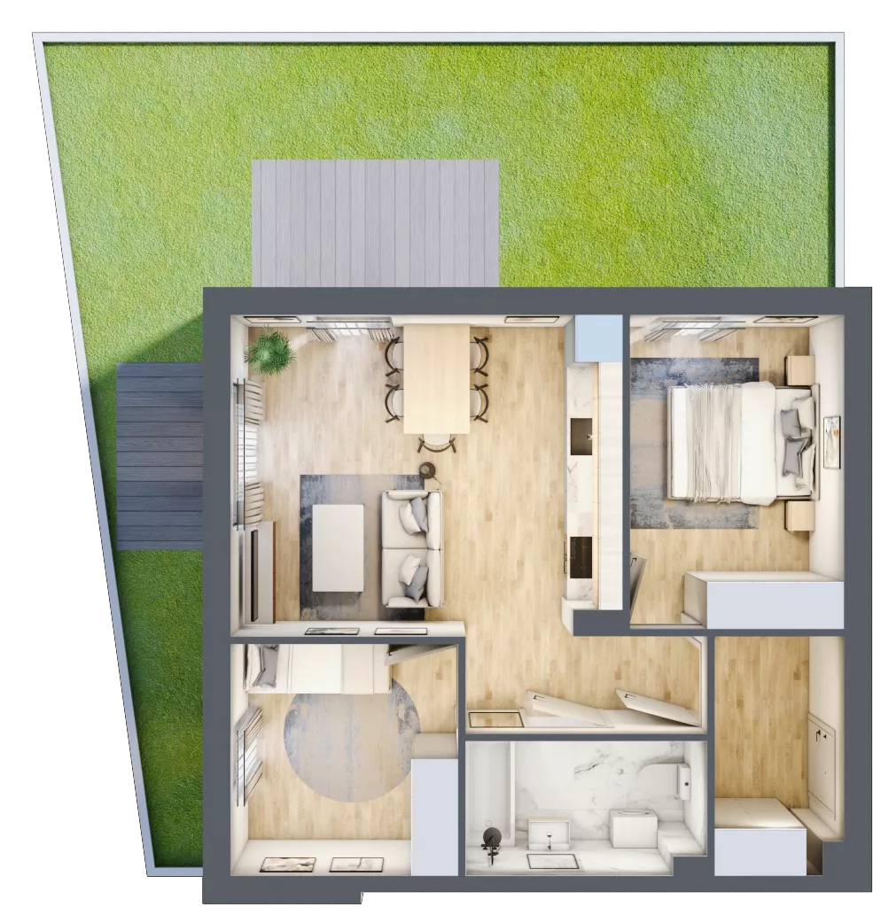 3 pokoje, mieszkanie 54,51 m², parter, oferta nr 6.2, ATAL Jasieny, Gdańsk, Jasień, ul. Stężycka