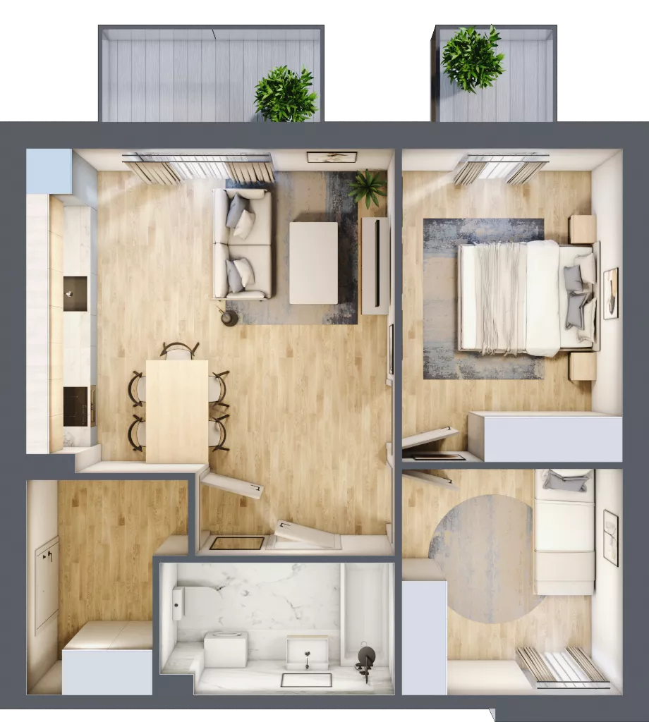 3 pokoje, mieszkanie 54,75 m², piętro 1, oferta nr 3.4, ATAL Jasieny, Gdańsk, Jasień, ul. Stężycka