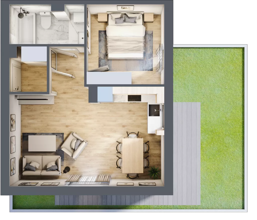 2 pokoje, mieszkanie 43,50 m², parter, oferta nr 5.1, ATAL Jasieny, Gdańsk, Jasień, ul. Stężycka
