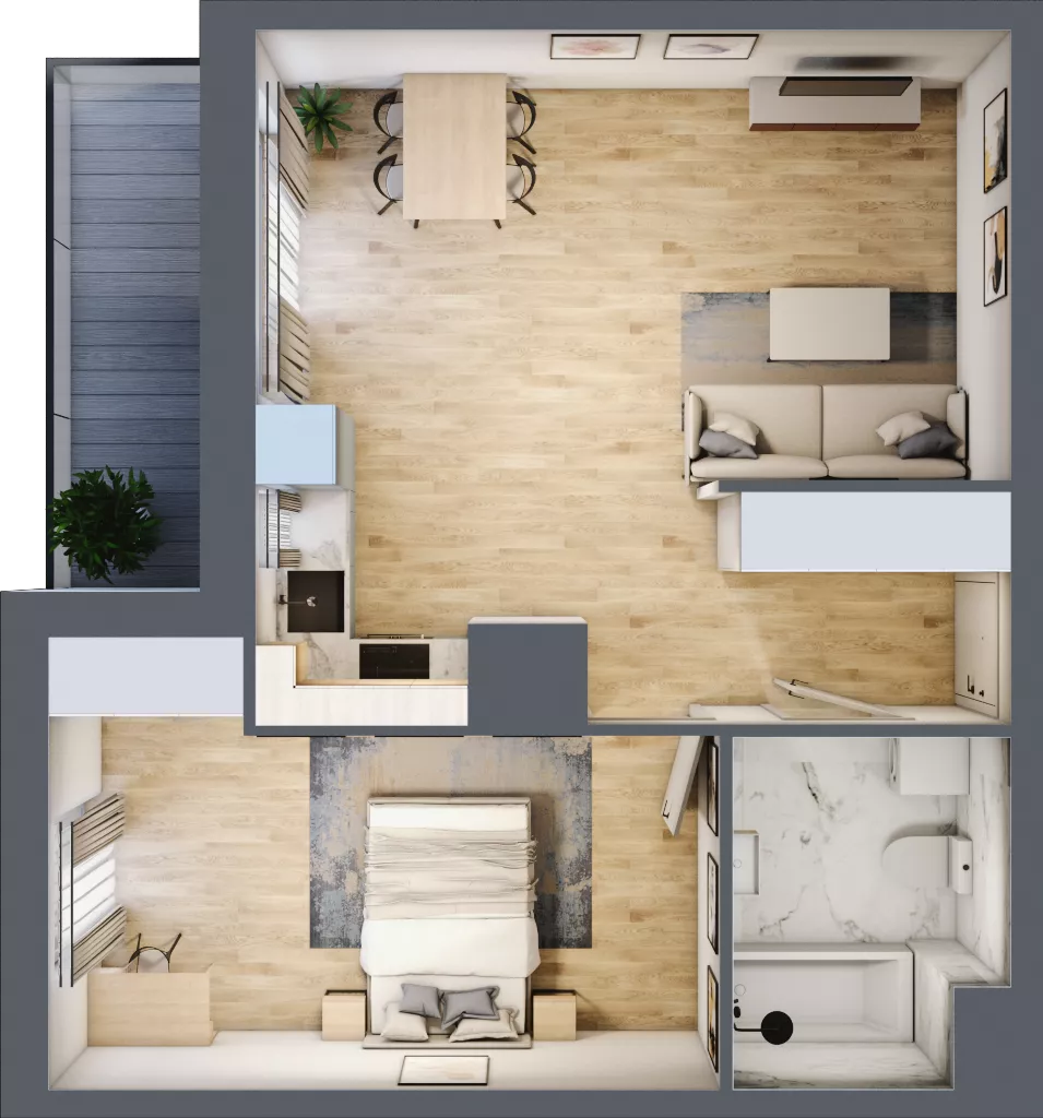 2 pokoje, mieszkanie 48,29 m², piętro 10, oferta nr 2.A74, Niebieski Bursztyn II, Reda, ul. Bosmańska