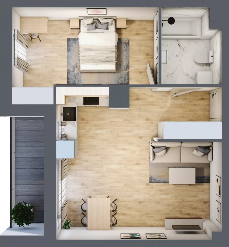 2 pokoje, mieszkanie 47,95 m², piętro 5, oferta nr 2.A30, Niebieski Bursztyn II, Reda, ul. Bosmańska