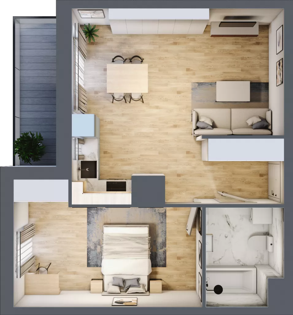 2 pokoje, mieszkanie 48,29 m², piętro 10, oferta nr 2.A76, Niebieski Bursztyn II, Reda, ul. Bosmańska