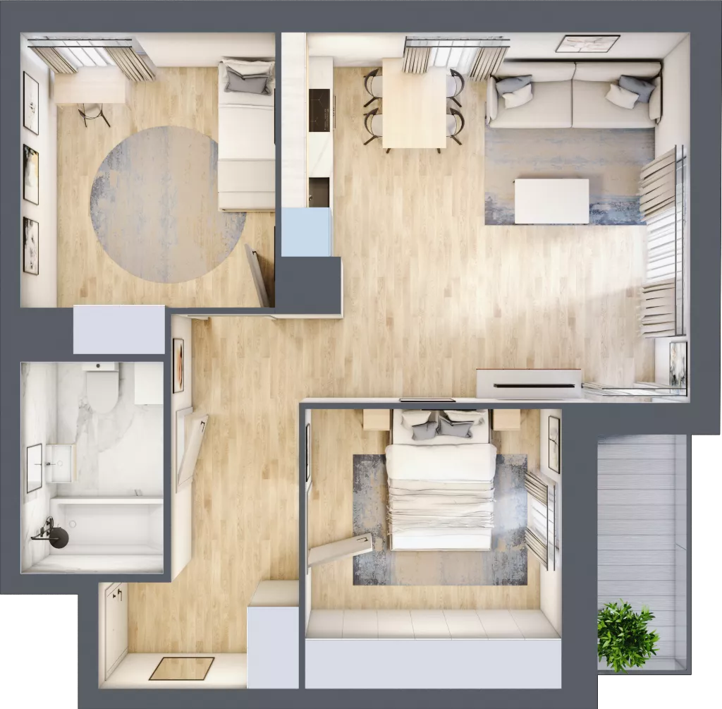 3 pokoje, mieszkanie 55,99 m², piętro 7, oferta nr 2.A52, Niebieski Bursztyn II, Reda, ul. Bosmańska