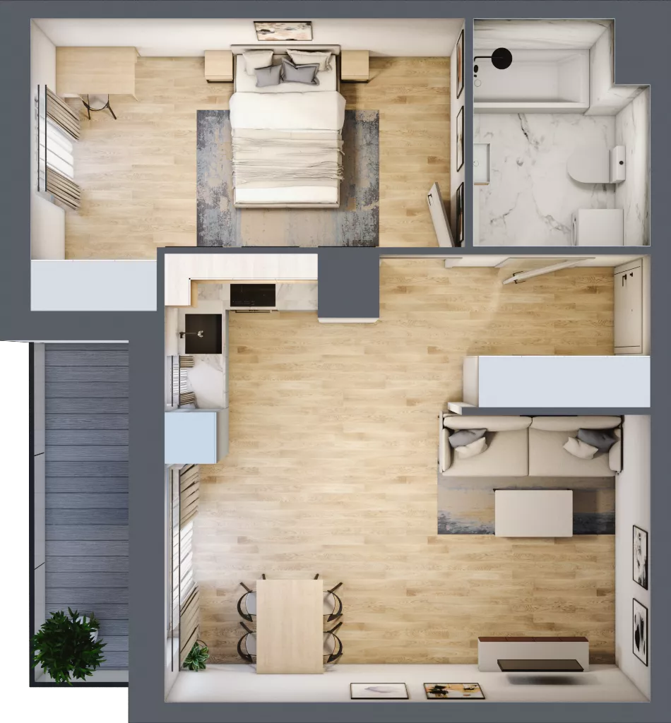 2 pokoje, mieszkanie 48,47 m², piętro 8, oferta nr 2.A58, Niebieski Bursztyn II, Reda, ul. Bosmańska