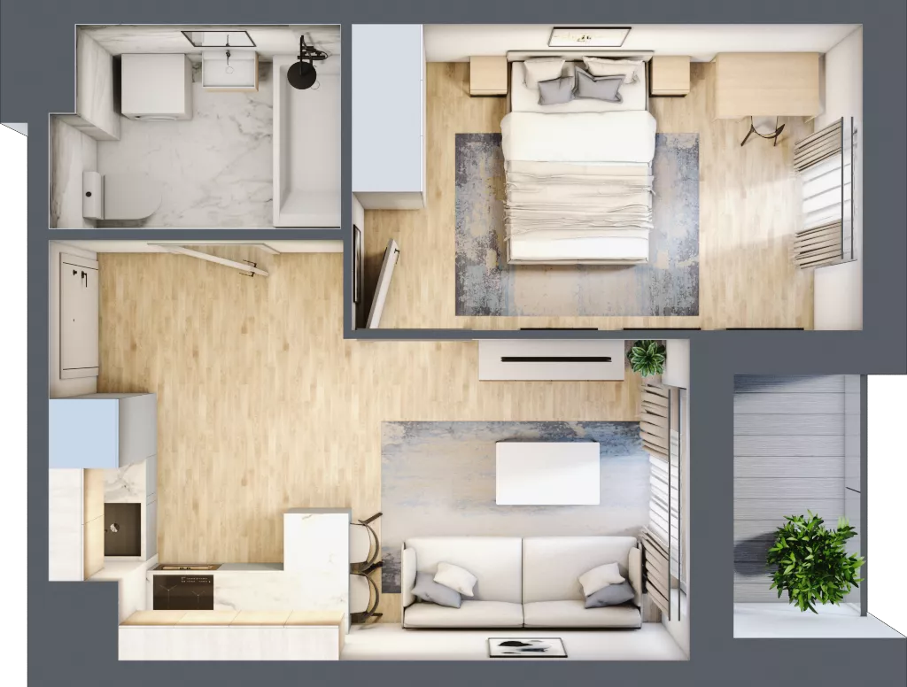 2 pokoje, mieszkanie 32,74 m², piętro 8, oferta nr 2.A63, Niebieski Bursztyn II, Reda, ul. Bosmańska
