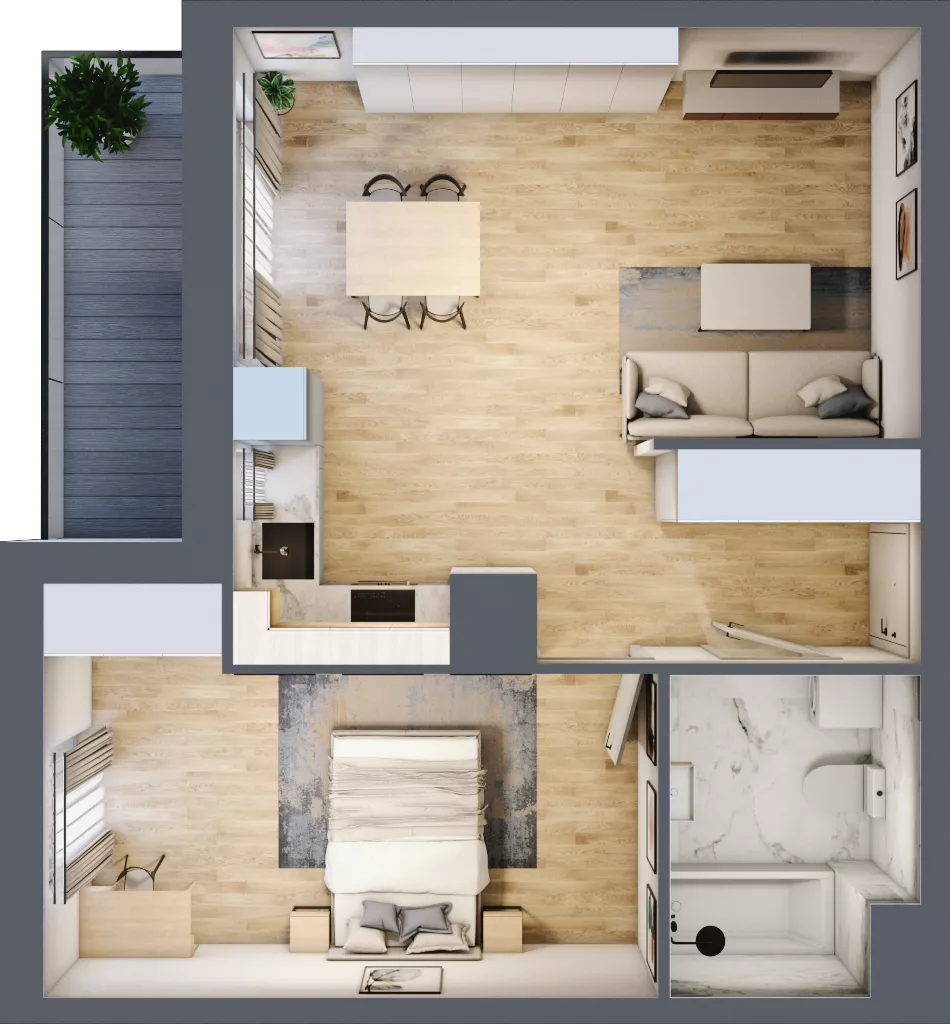 2 pokoje, mieszkanie 48,47 m², piętro 6, oferta nr 2.A41, Niebieski Bursztyn II, Reda, ul. Bosmańska
