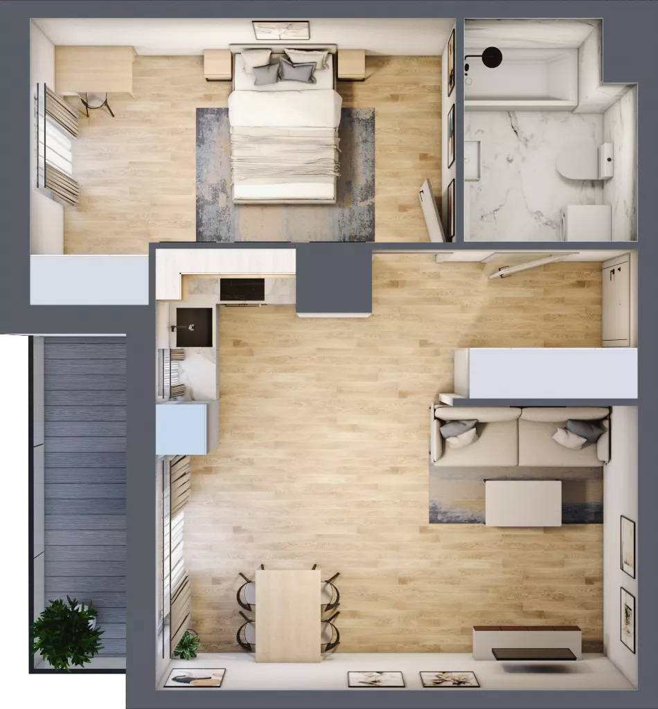 2 pokoje, mieszkanie 48,55 m², piętro 13, oferta nr 2.A102, Niebieski Bursztyn II, Reda, ul. Bosmańska