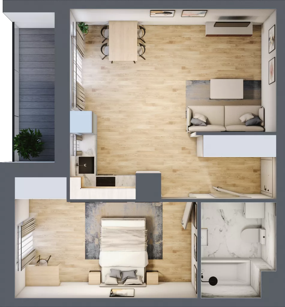 2 pokoje, mieszkanie 48,02 m², piętro 5, oferta nr 2.A31, Niebieski Bursztyn II, Reda, ul. Bosmańska