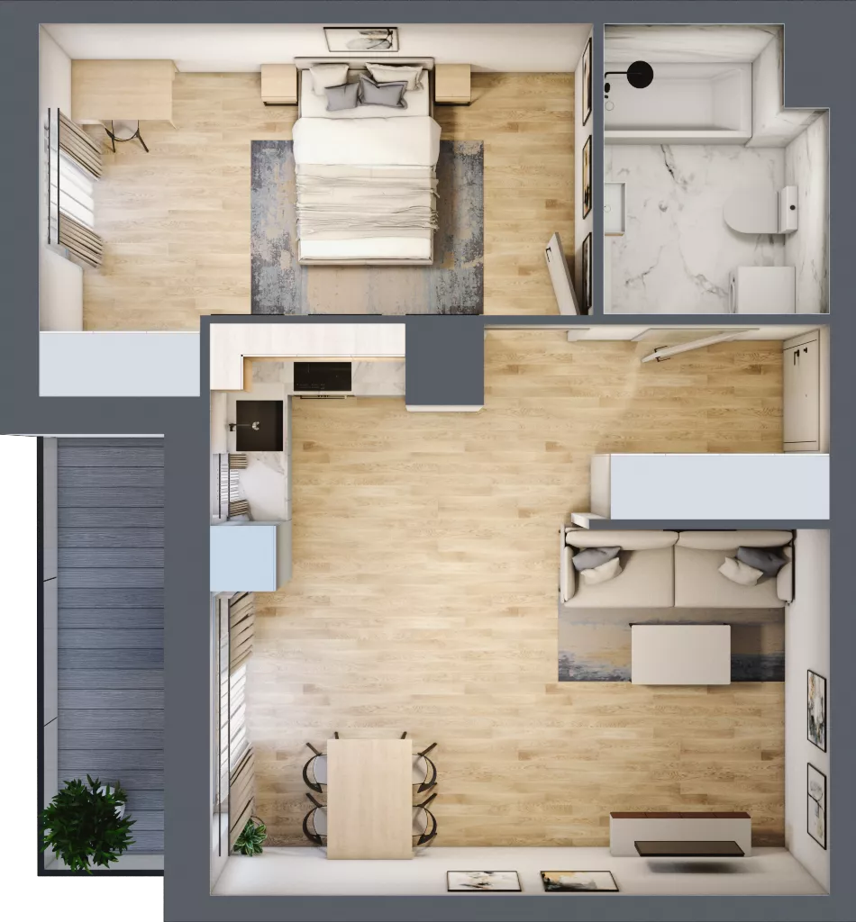 2 pokoje, mieszkanie 48,47 m², piętro 9, oferta nr 2.A67, Niebieski Bursztyn II, Reda, ul. Bosmańska