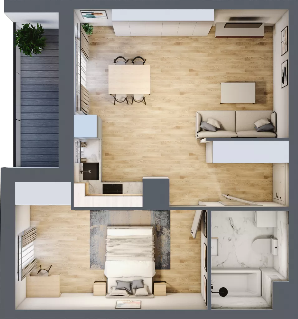 2 pokoje, mieszkanie 48,30 m², piętro 3, oferta nr 2.A15, Niebieski Bursztyn II, Reda, ul. Bosmańska