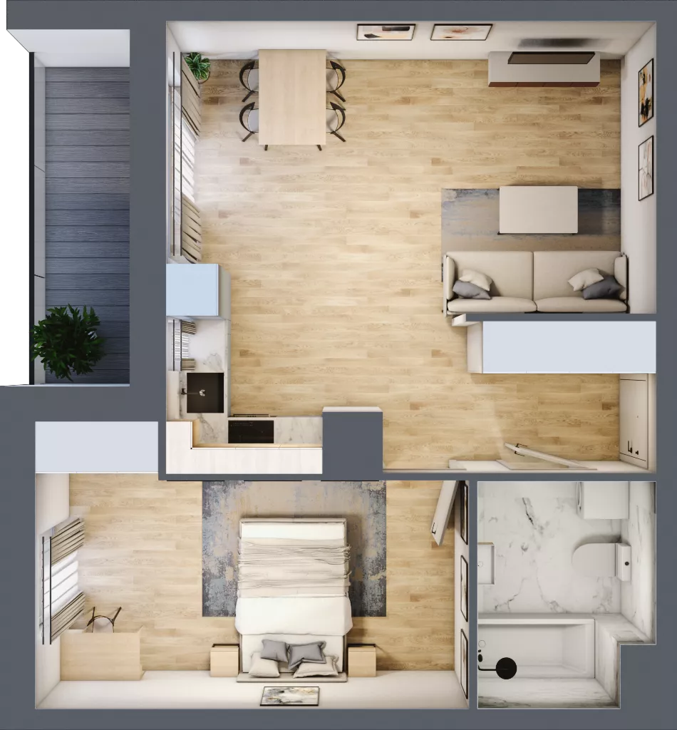 2 pokoje, mieszkanie 48,02 m², piętro 3, oferta nr 2.A13, Niebieski Bursztyn II, Reda, ul. Bosmańska