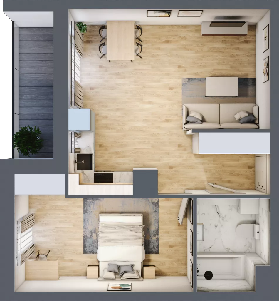 2 pokoje, mieszkanie 48,02 m², piętro 2, oferta nr 2.A4, Niebieski Bursztyn II, Reda, ul. Bosmańska