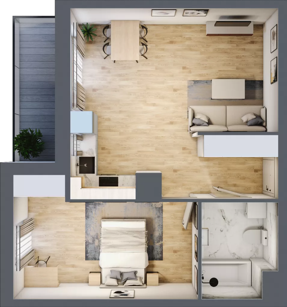 2 pokoje, mieszkanie 48,42 m², piętro 8, oferta nr 2.A57, Niebieski Bursztyn II, Reda, ul. Bosmańska