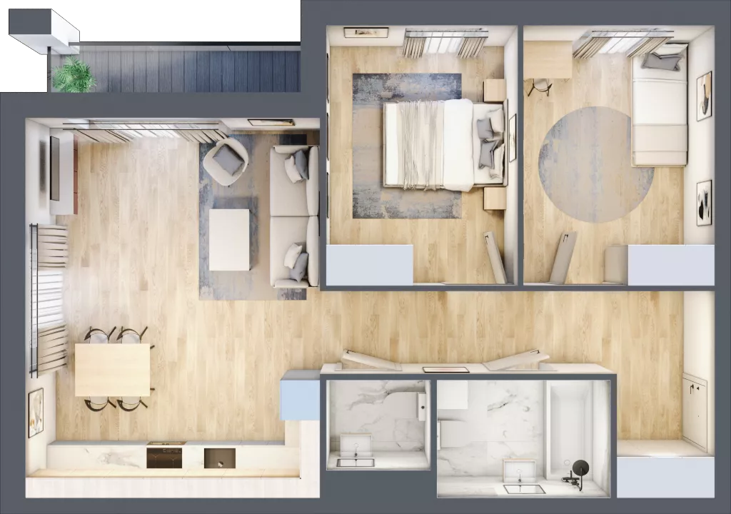 3 pokoje, mieszkanie 63,95 m², piętro 2, oferta nr 2.B3, Niebieski Bursztyn II, Reda, ul. Bosmańska