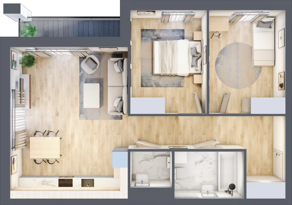 3 pokoje, mieszkanie 63,95 m², piętro 5, oferta nr 2.B12, Niebieski Bursztyn II, Reda, ul. Bosmańska