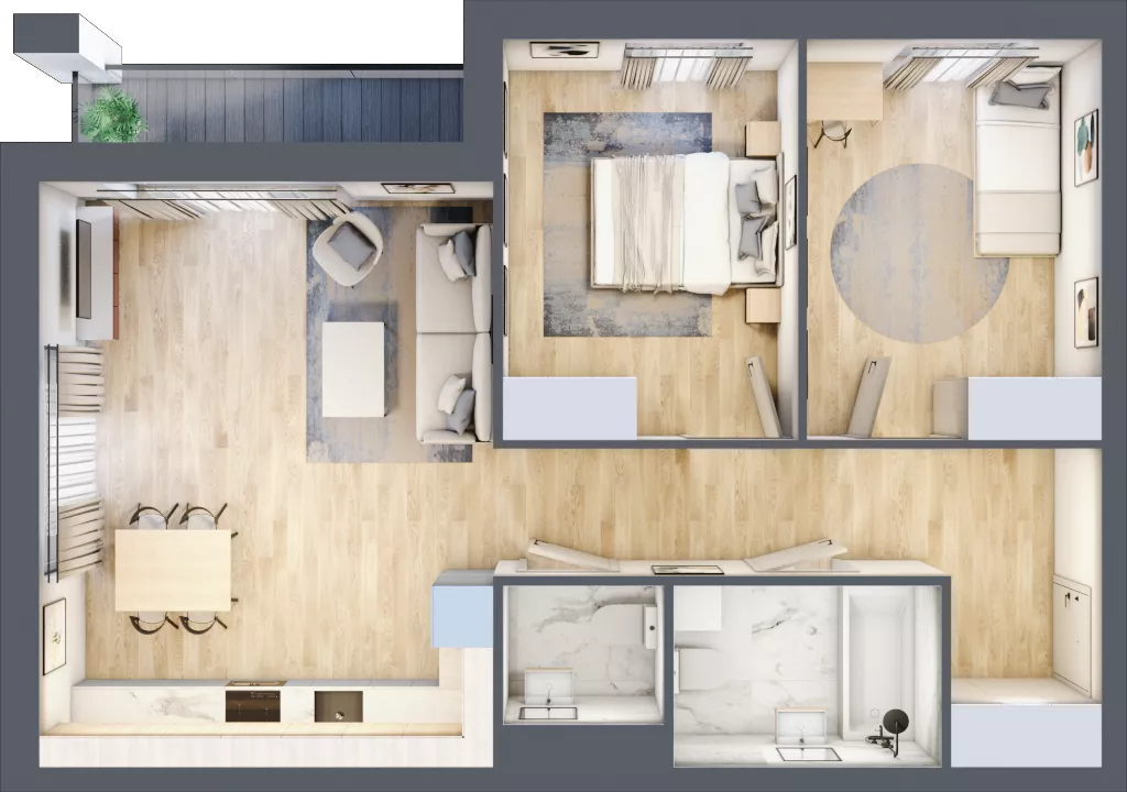 3 pokoje, mieszkanie 63,95 m², piętro 3, oferta nr 2.B6, Niebieski Bursztyn II, Reda, ul. Bosmańska
