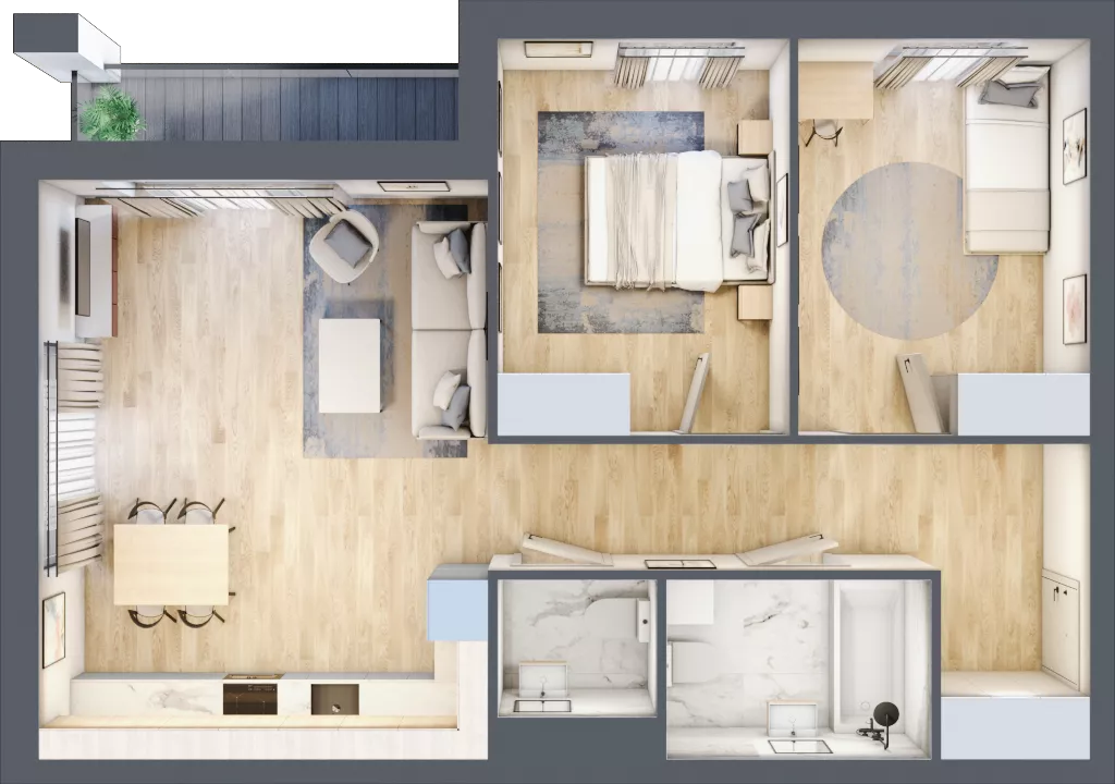 3 pokoje, mieszkanie 63,95 m², piętro 4, oferta nr 2.B9, Niebieski Bursztyn II, Reda, ul. Bosmańska