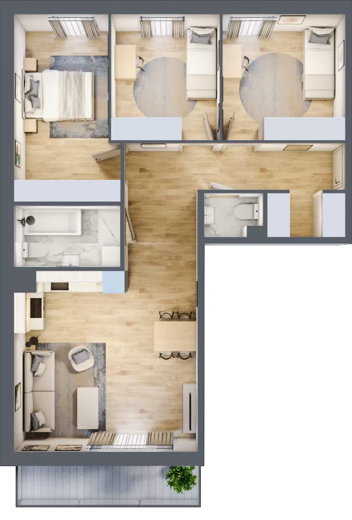4 pokoje, mieszkanie 78,91 m², piętro 4, oferta nr 2.C12, Niebieski Bursztyn II, Reda, ul. Bosmańska