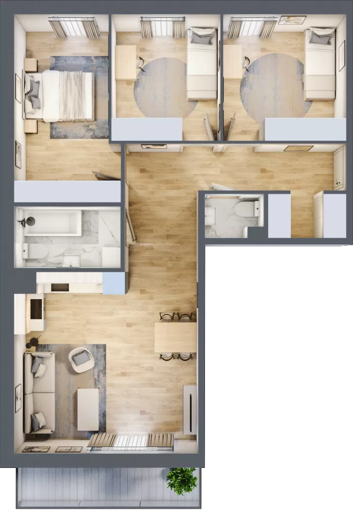 4 pokoje, mieszkanie 78,91 m², piętro 2, oferta nr 2.C4, Niebieski Bursztyn II, Reda, ul. Bosmańska