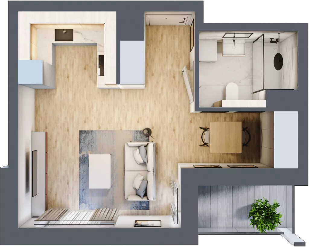 1 pokój, mieszkanie 30,58 m², piętro 2, oferta nr 1D.2.178, Nowa Francuska IIB, Katowice, Osiedle Paderewskiego-Muchowiec, Muchowiec, ul. Szybowcowa
