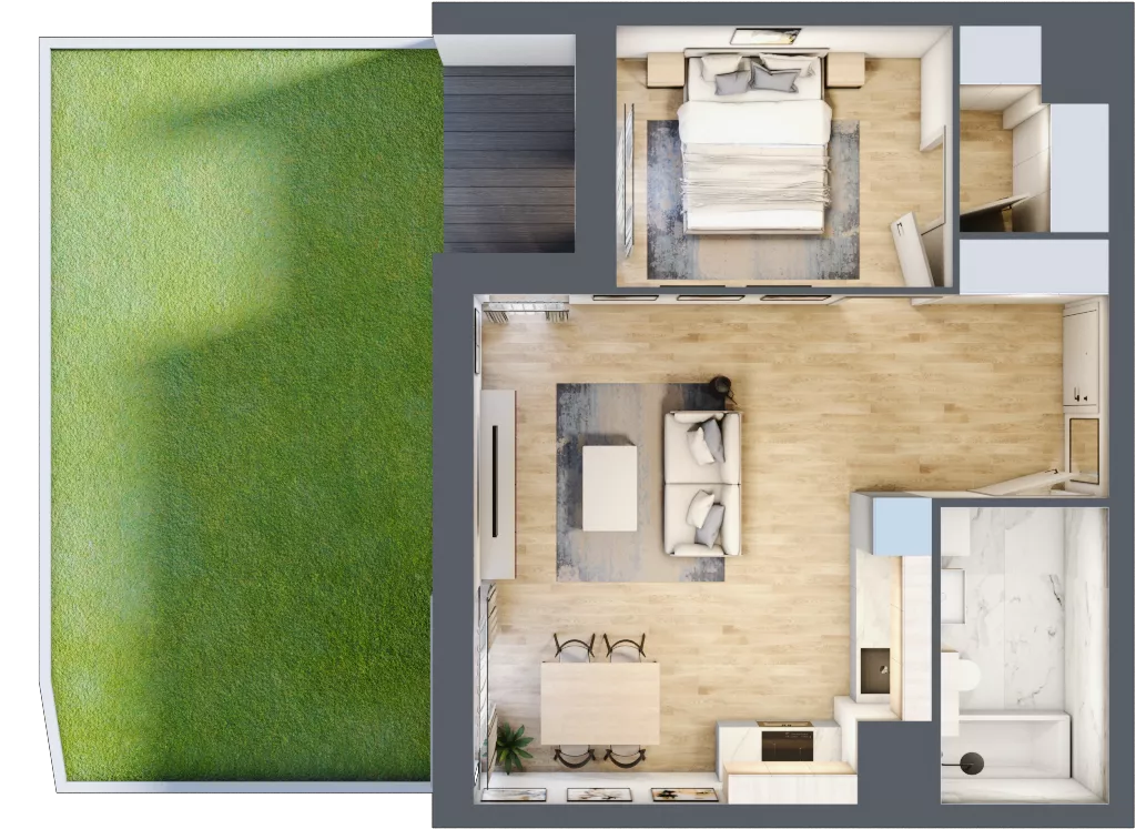 2 pokoje, mieszkanie 47,10 m², parter, oferta nr 1A.0.04, Nowa Francuska IIB, Katowice, Osiedle Paderewskiego-Muchowiec, Muchowiec, ul. Szybowcowa