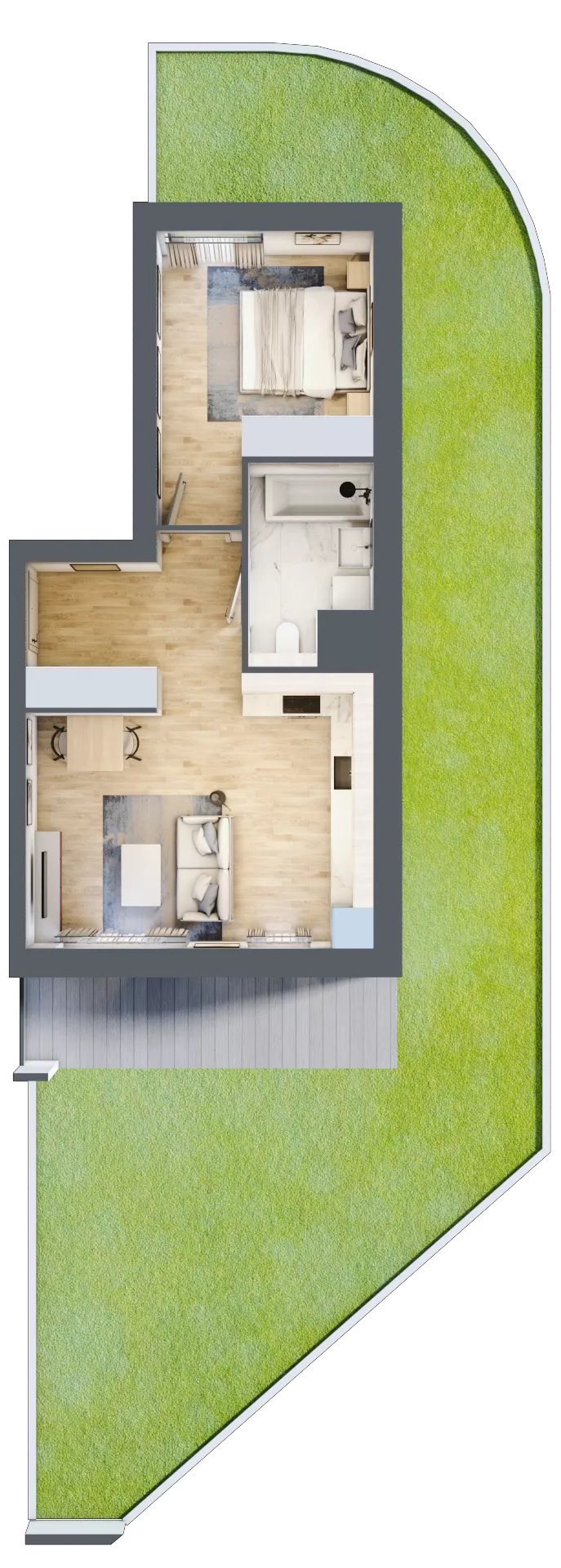 2 pokoje, mieszkanie 43,02 m², parter, oferta nr 1D.0.171, Nowa Francuska IIB, Katowice, Osiedle Paderewskiego-Muchowiec, Muchowiec, ul. Szybowcowa