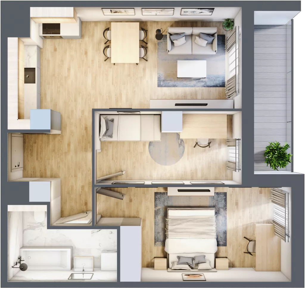 3 pokoje, mieszkanie 58,95 m², piętro 8, oferta nr 1A.8.79, Nowa Francuska IIB, Katowice, Osiedle Paderewskiego-Muchowiec, Muchowiec, ul. Szybowcowa