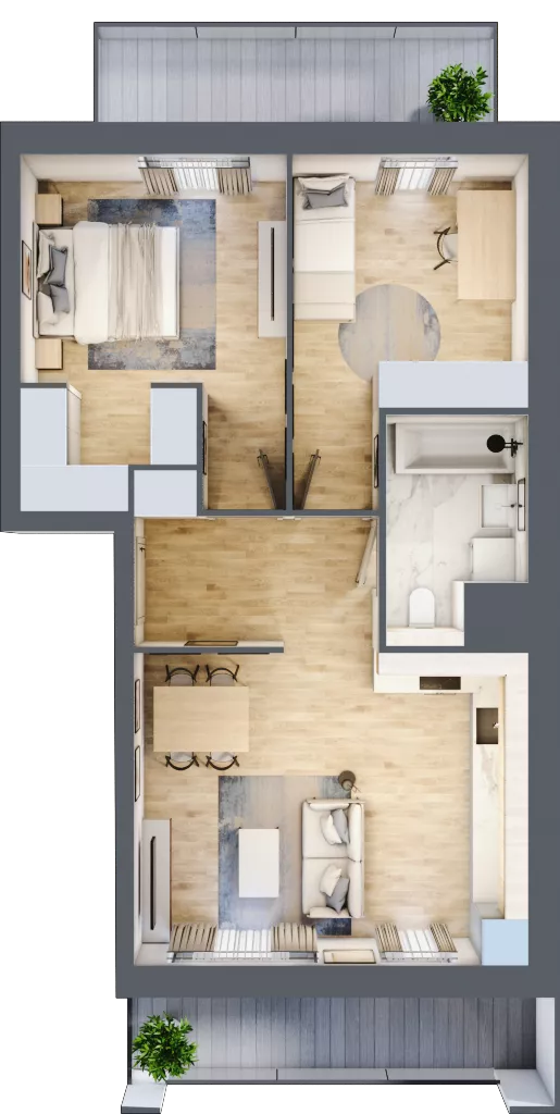 3 pokoje, mieszkanie 58,70 m², piętro 1, oferta nr 1D.1.174, Nowa Francuska IIB, Katowice, Osiedle Paderewskiego-Muchowiec, Muchowiec, ul. Szybowcowa