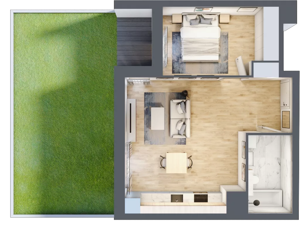 2 pokoje, mieszkanie 46,85 m², parter, oferta nr 1B.0.88, Nowa Francuska IIB, Katowice, Osiedle Paderewskiego-Muchowiec, Muchowiec, ul. Szybowcowa