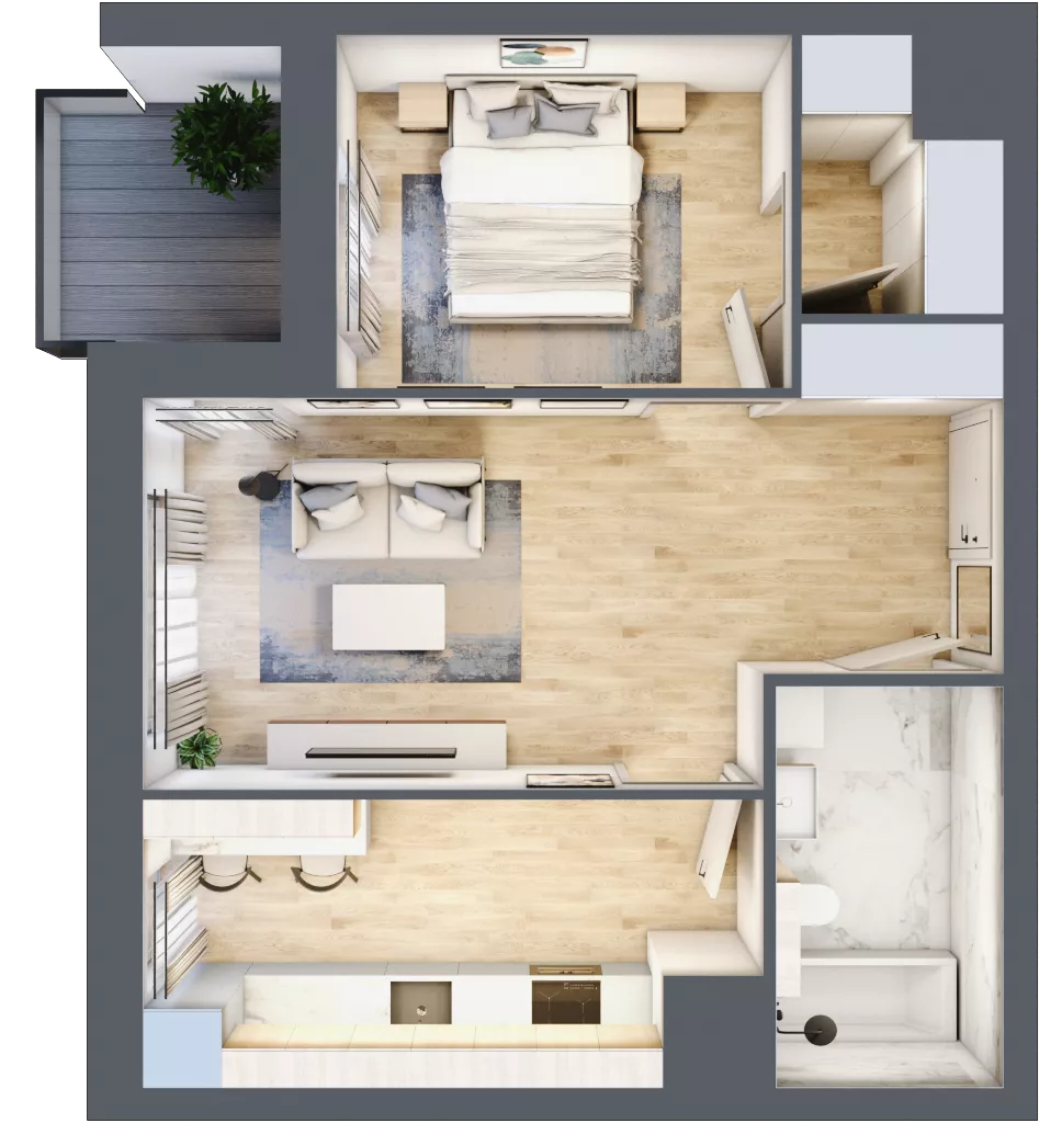 2 pokoje, mieszkanie 47,91 m², piętro 5, oferta nr 1A.5.49, Nowa Francuska IIB, Katowice, Osiedle Paderewskiego-Muchowiec, Muchowiec, ul. Szybowcowa