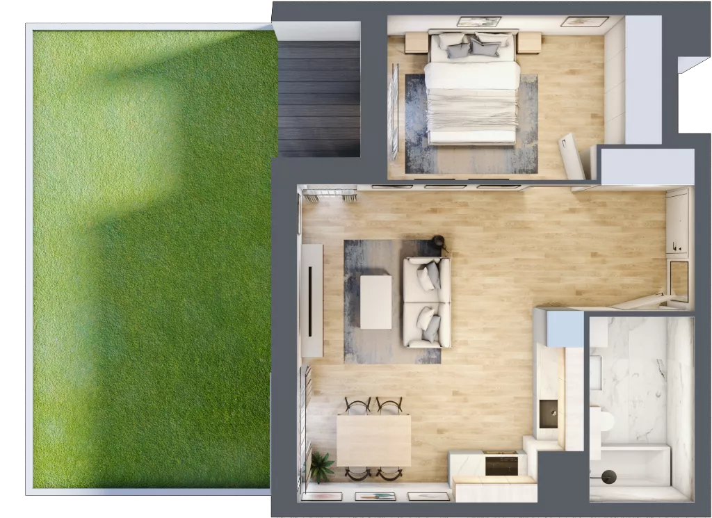 2 pokoje, mieszkanie 46,65 m², parter, oferta nr 1A.0.06, Nowa Francuska IIB, Katowice, Osiedle Paderewskiego-Muchowiec, Muchowiec, ul. Szybowcowa