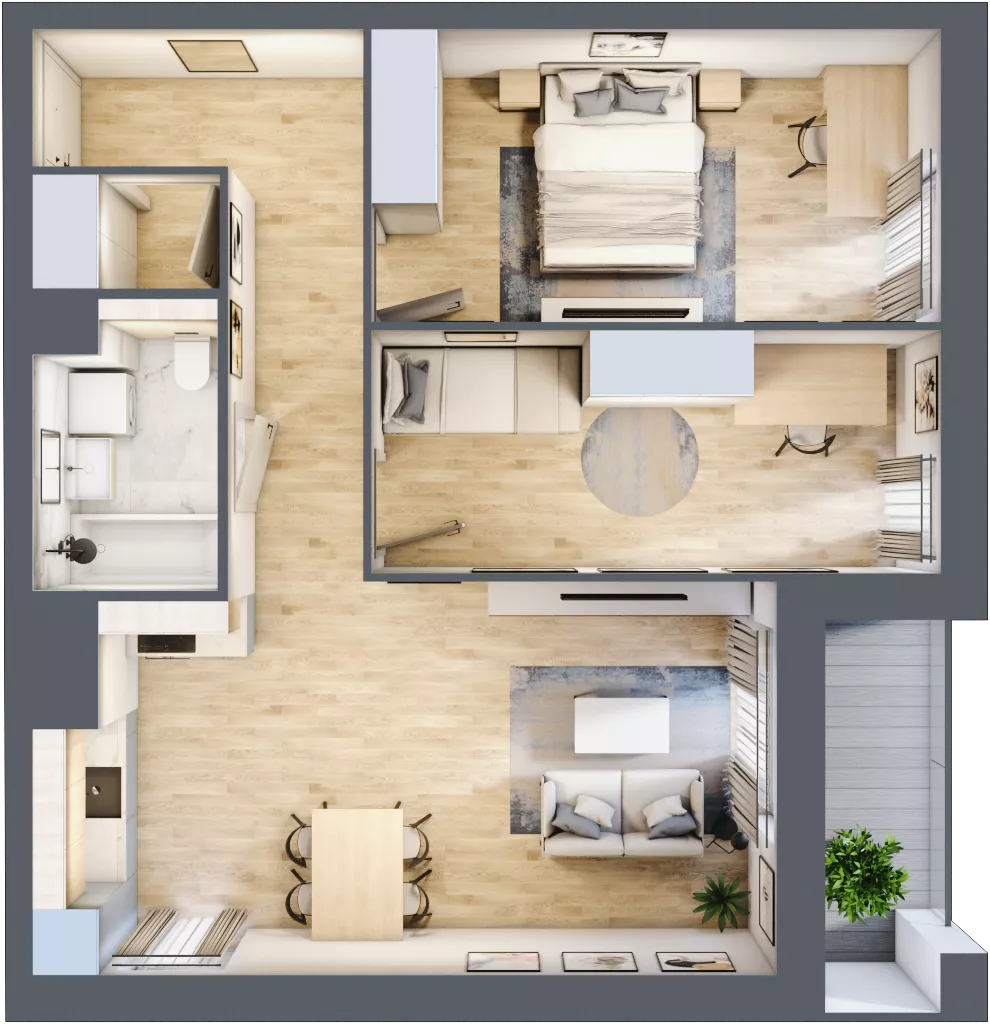 3 pokoje, mieszkanie 64,31 m², piętro 2, oferta nr 1A.2.20, Nowa Francuska IIB, Katowice, Osiedle Paderewskiego-Muchowiec, Muchowiec, ul. Szybowcowa