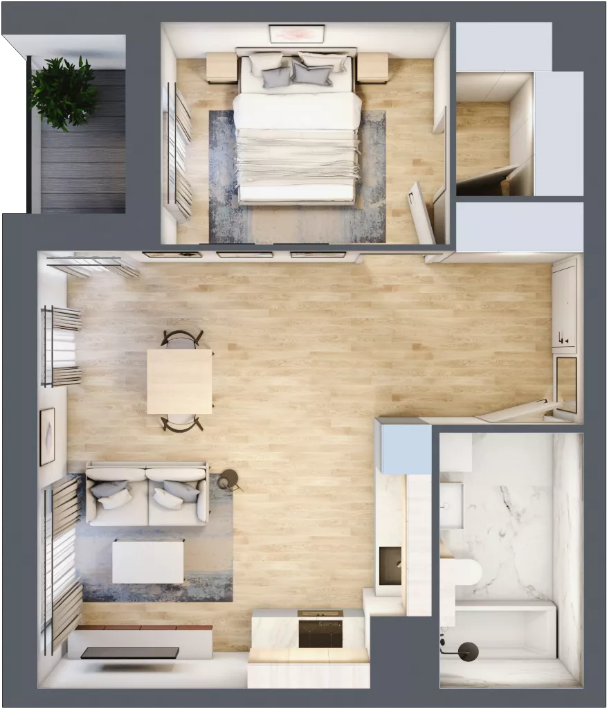 2 pokoje, mieszkanie 47,31 m², piętro 3, oferta nr 1B.3.108, Nowa Francuska IIB, Katowice, Osiedle Paderewskiego-Muchowiec, Muchowiec, ul. Szybowcowa