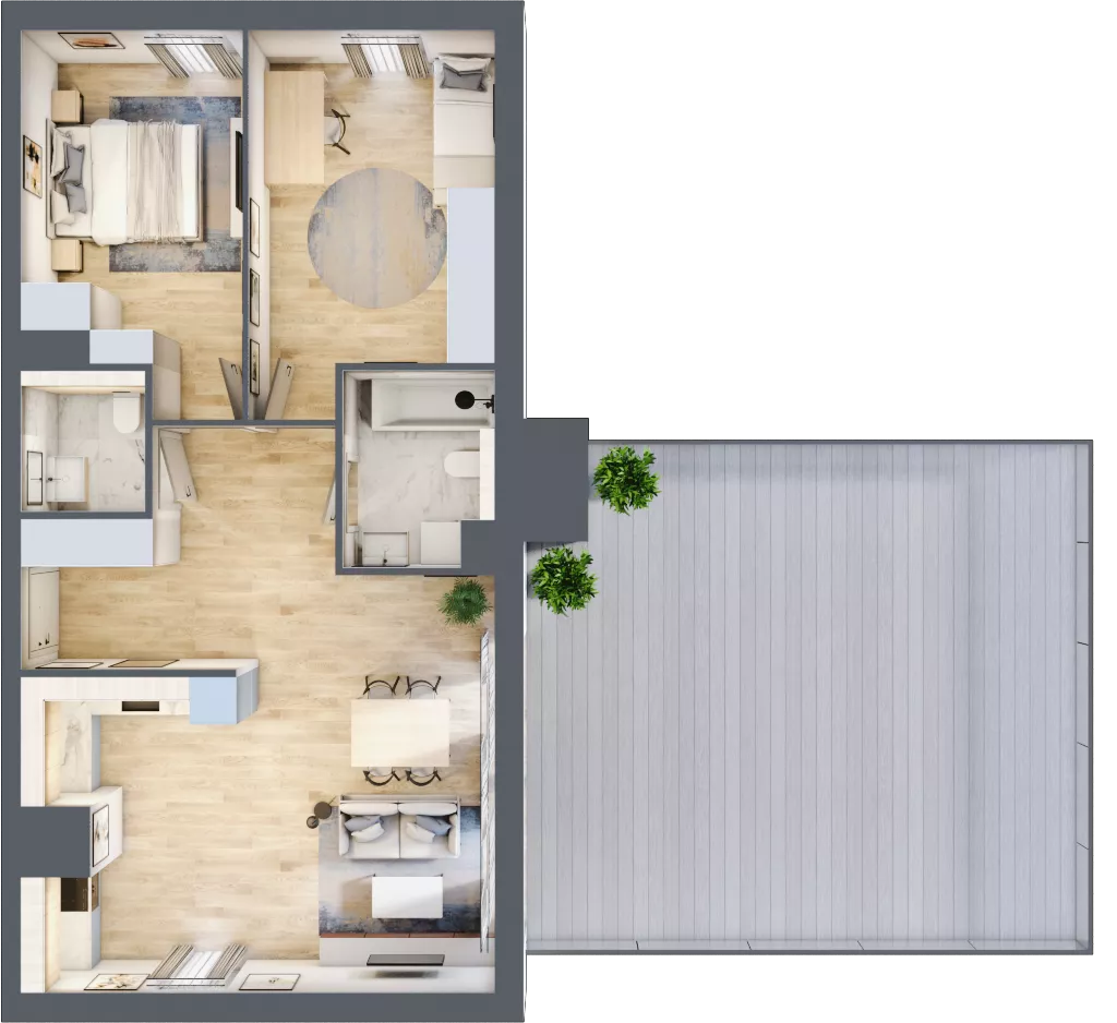 3 pokoje, mieszkanie 69,78 m², piętro 8, oferta nr 1B.8.140, Nowa Francuska IIB, Katowice, Osiedle Paderewskiego-Muchowiec, Muchowiec, ul. Szybowcowa
