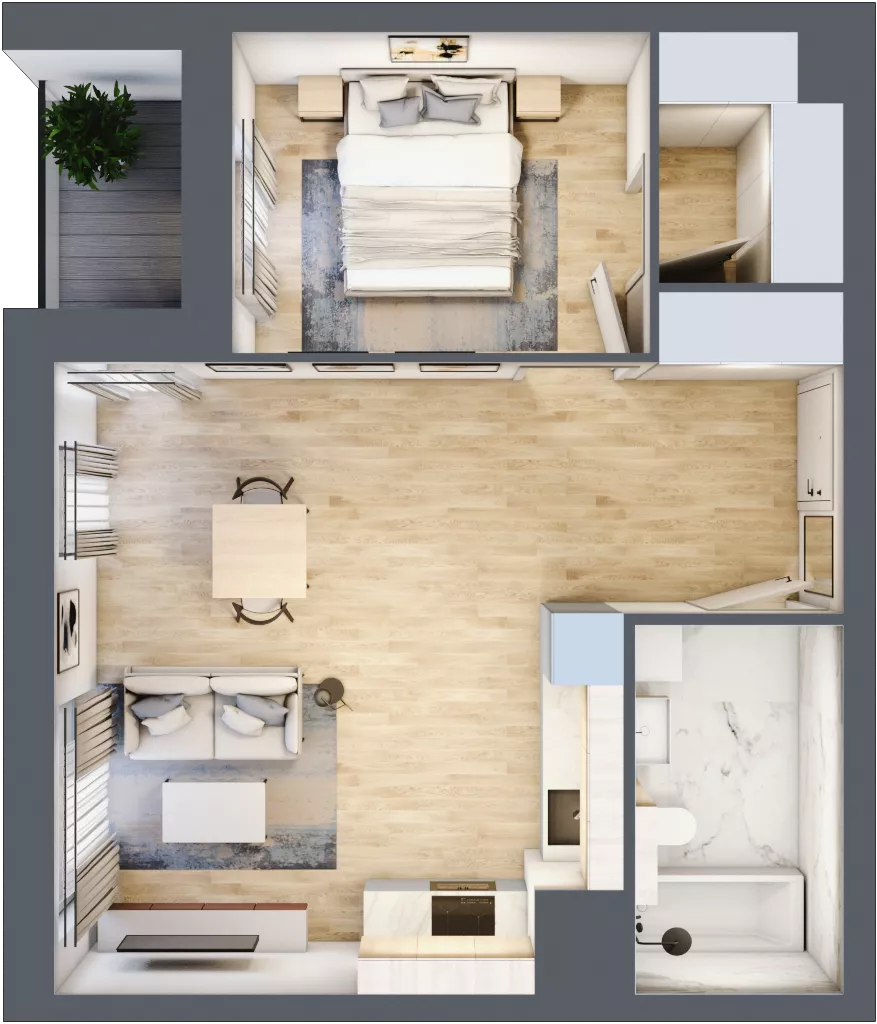 2 pokoje, mieszkanie 48,68 m², piętro 7, oferta nr 1B.7.132, Nowa Francuska IIB, Katowice, Osiedle Paderewskiego-Muchowiec, Muchowiec, ul. Szybowcowa