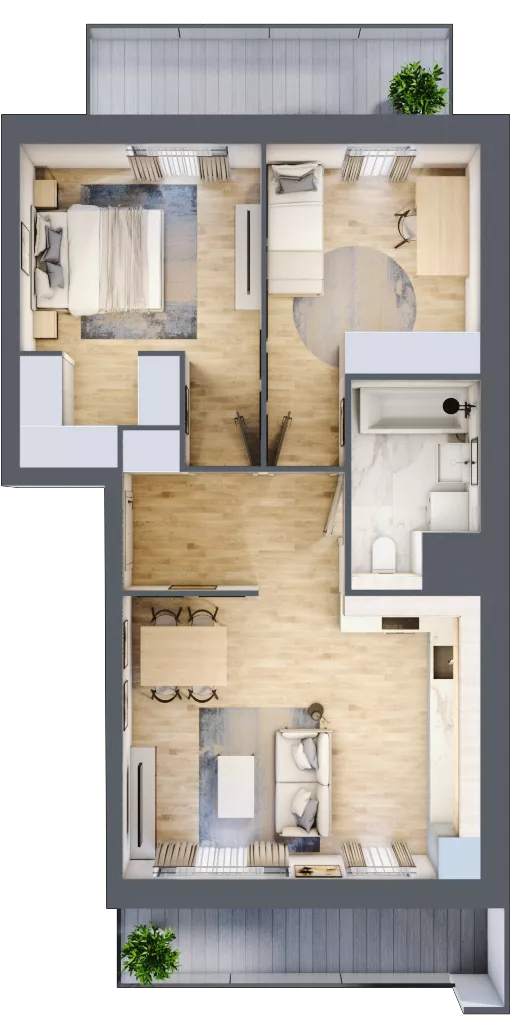 3 pokoje, mieszkanie 60,70 m², piętro 6, oferta nr 1D.6.189, Nowa Francuska IIB, Katowice, Osiedle Paderewskiego-Muchowiec, Muchowiec, ul. Szybowcowa