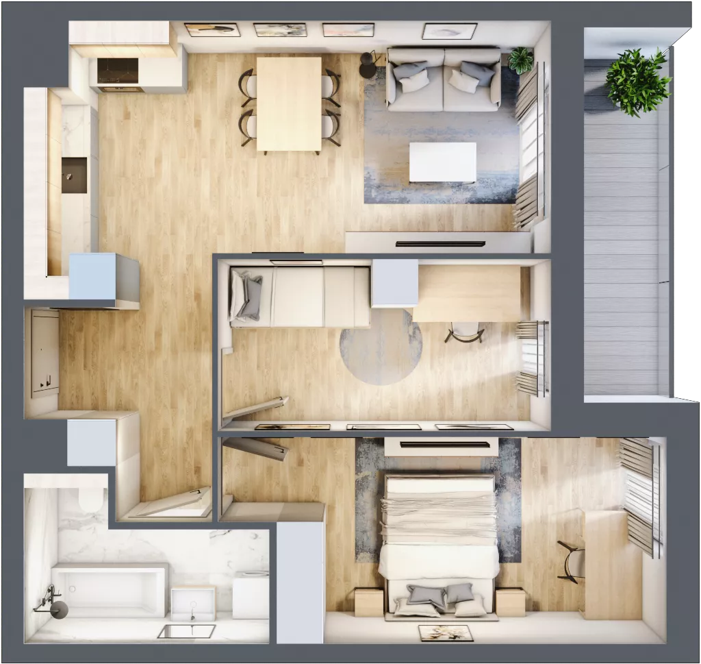 3 pokoje, mieszkanie 57,31 m², piętro 1, oferta nr 1A.1.18, Nowa Francuska IIB, Katowice, Osiedle Paderewskiego-Muchowiec, Muchowiec, ul. Szybowcowa
