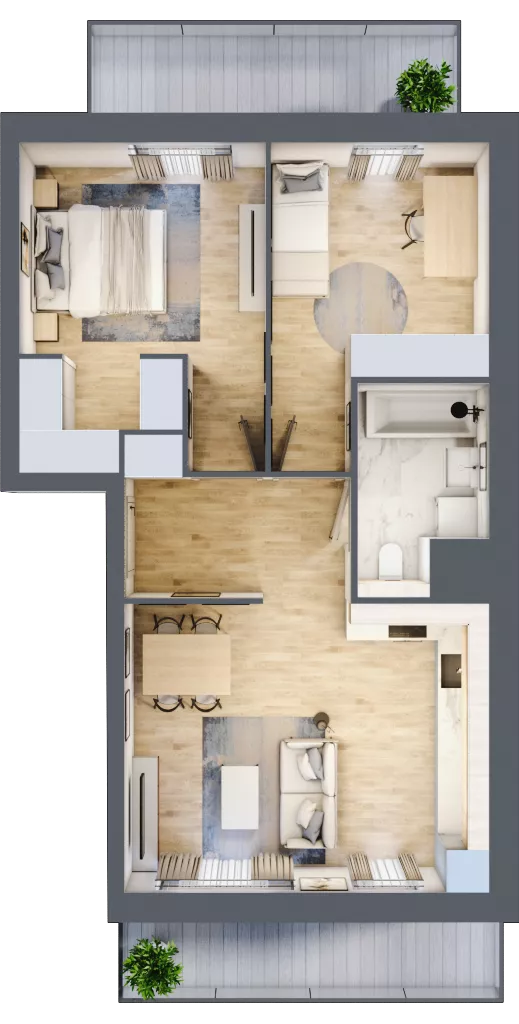 3 pokoje, mieszkanie 60,58 m², piętro 4, oferta nr 1D.4.183, Nowa Francuska IIB, Katowice, Osiedle Paderewskiego-Muchowiec, Muchowiec, ul. Szybowcowa