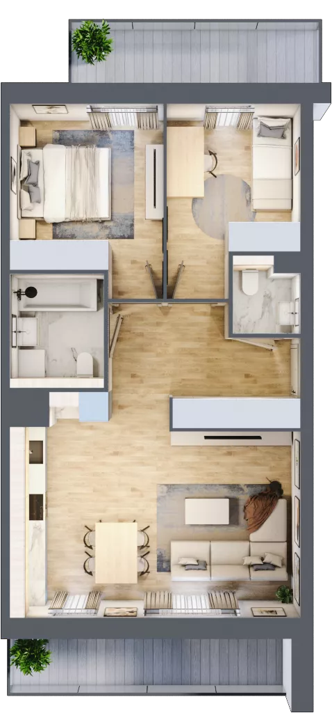 3 pokoje, mieszkanie 60,72 m², piętro 1, oferta nr 1D.1.176, Nowa Francuska IIB, Katowice, Osiedle Paderewskiego-Muchowiec, Muchowiec, ul. Szybowcowa